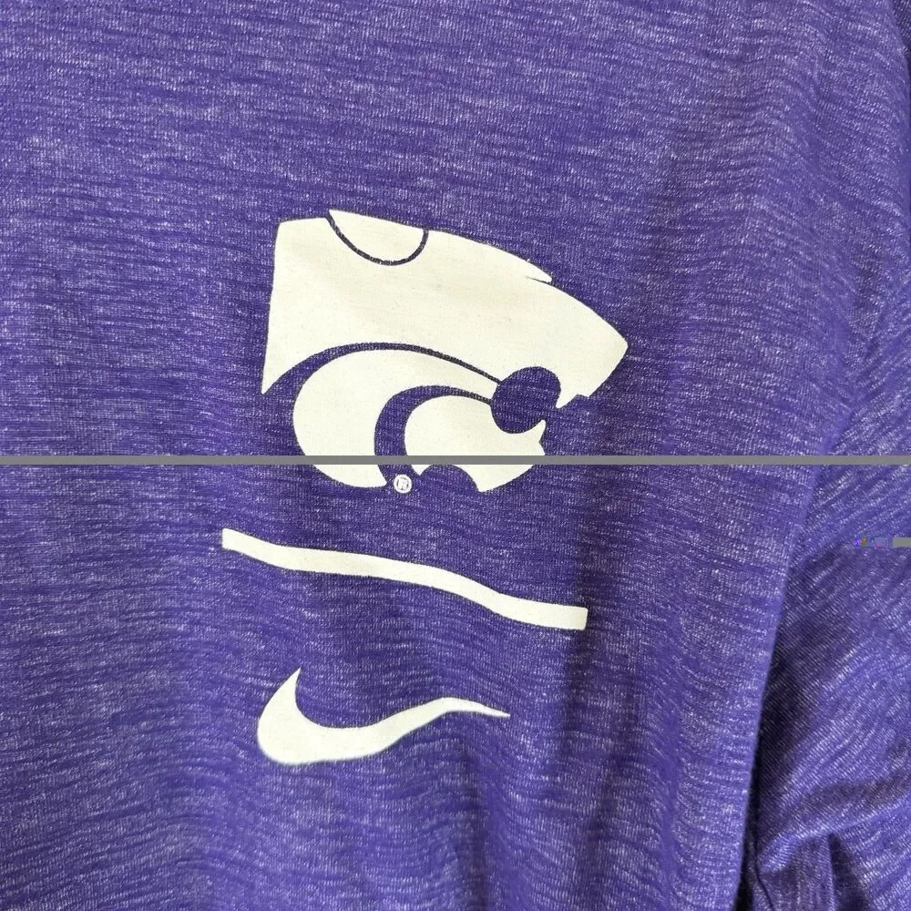 K-State Wildcats Nike Hoodie Men's Large Purple Heathered Hooded Lightweight